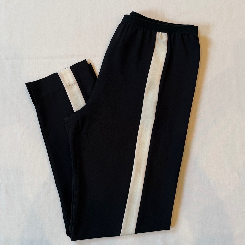 PHILOSOPHY Black With White Stripe Pant Size Medium